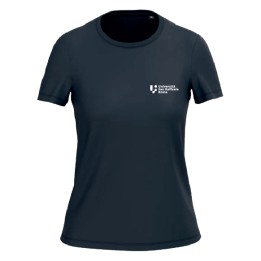T-shirt donna blu navy con logo Università San Raffaele Roma, vista frontale