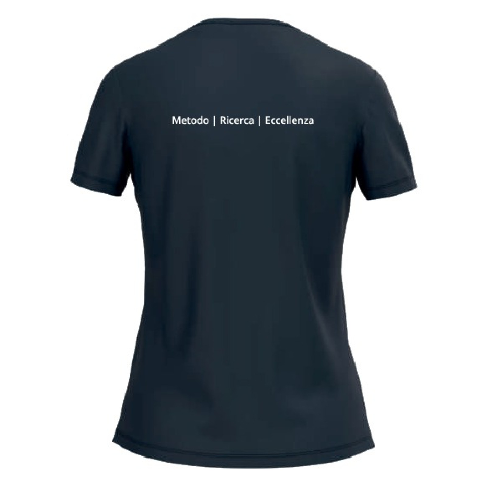 Women's navy blue T-shirt, back view
