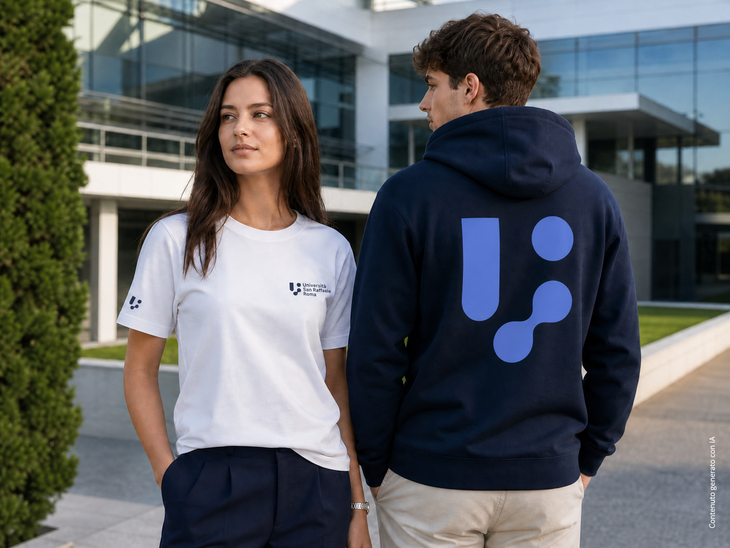The bundle from behind: the large University mark printed on the back of the hoodie