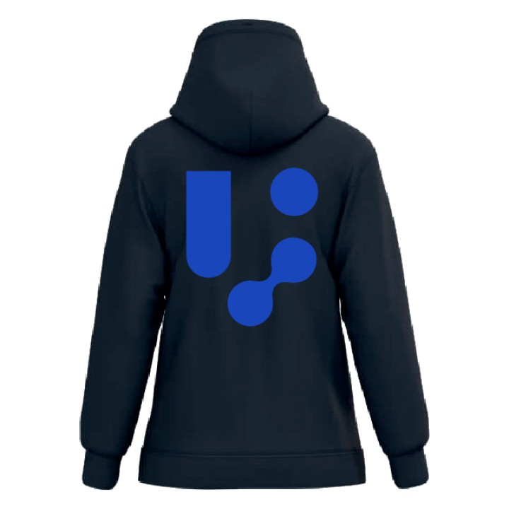 Felpa con cappuccio donna blu navy, vista posteriore