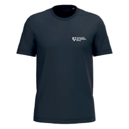 Men's navy blue T-shirt with Università San Raffaele Roma logo, front view